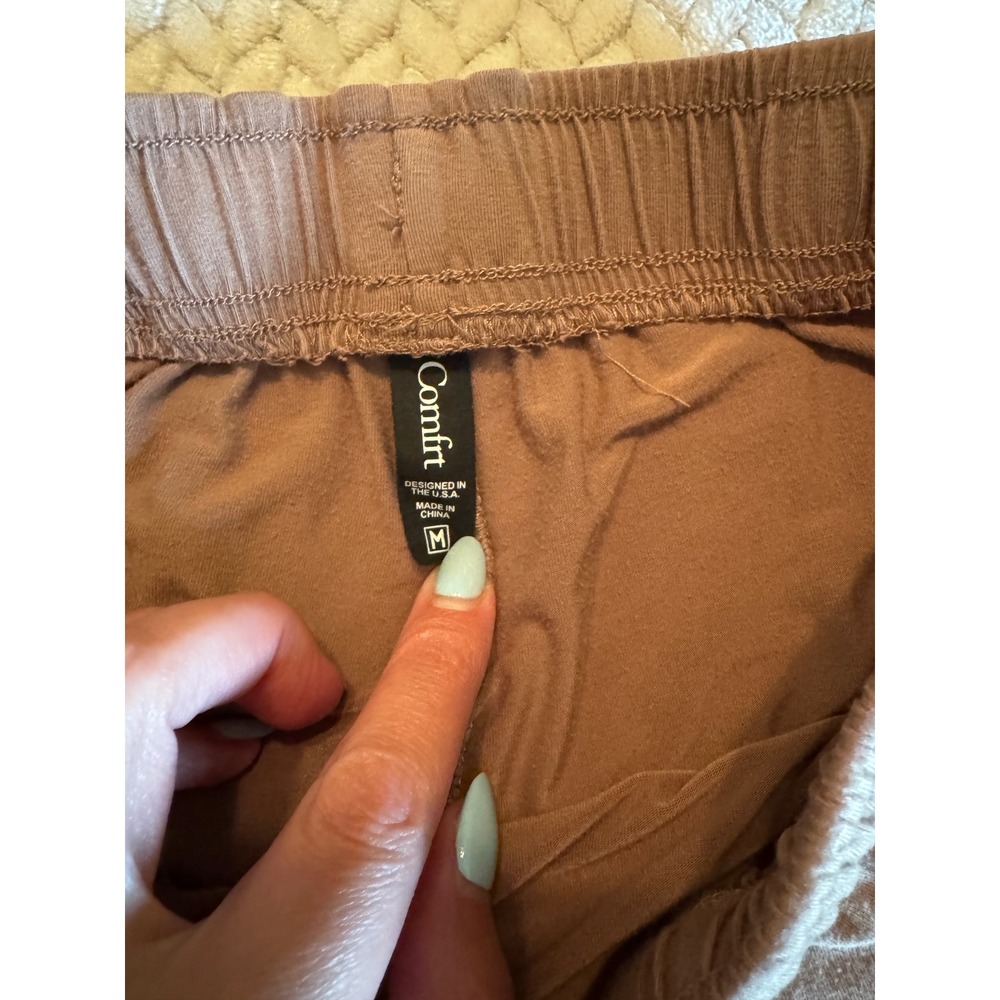 Comfrt Wide Leg Lounge Pants Mauve Brown High Rise Drawstring Size M - Picture 5 of 9